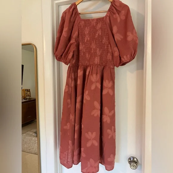 Roolee Smocked Floral Puff Sleeve Dress - Picture 3 of 5